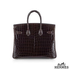 Hermès 25cm Cacoan Shiny Niloticus Crocodile Birkin Bag
