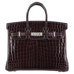 Hermès 25cm Cacoan Shiny Niloticus Crocodile Birkin Bag
