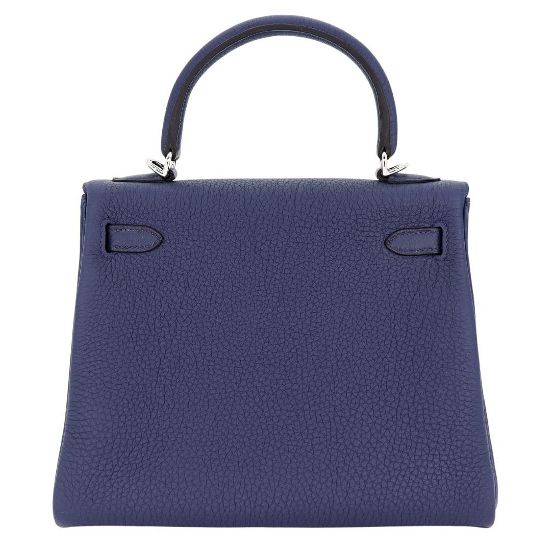 Purple Hermès 25cm Kelly Retourne Bleu Navy Togo Leather Palladium Hardware
