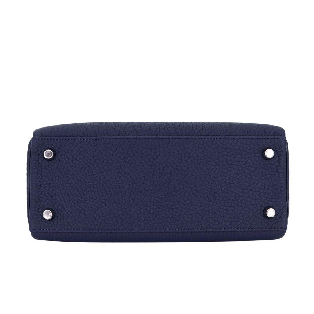 Hermès 25cm Kelly Retourne Bleu Navy Togo Leather Palladium Hardware In New Condition In Santa Rosa Beach, FL