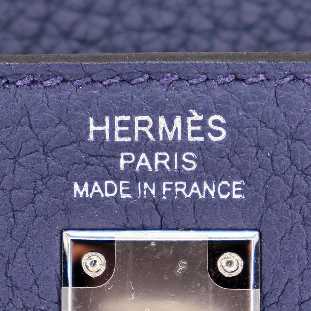 Hermès 25cm Kelly Retourne Bleu Navy Togo Leather Palladium Hardware For Sale 2