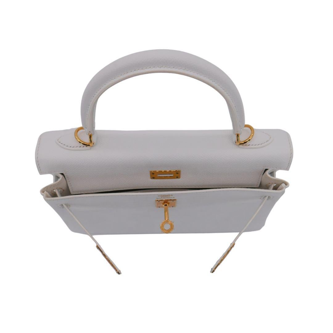 Hermès 25cm Kelly Retourne White Epsom Leather Gold Hardware 2
