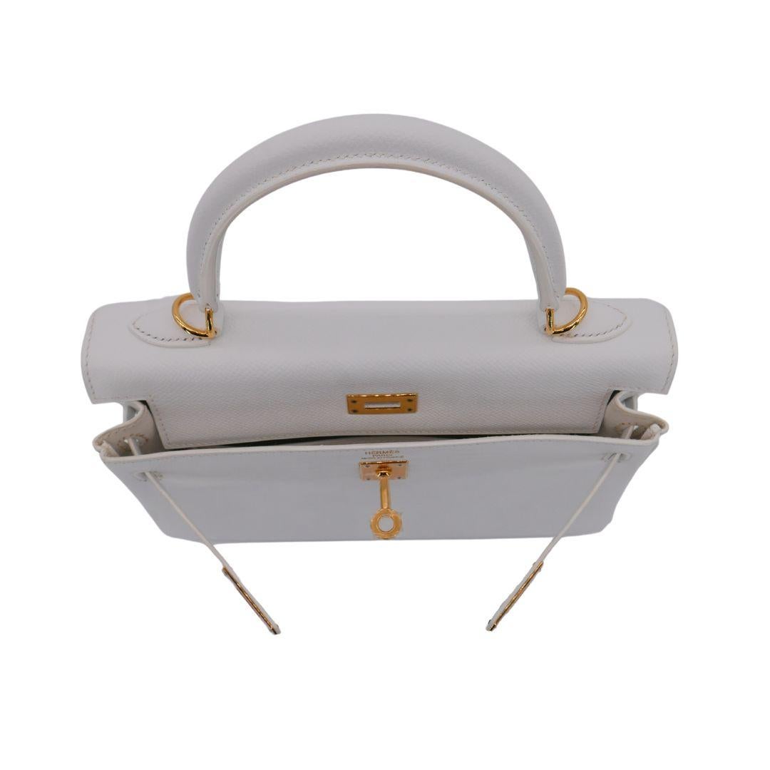 Hermès 25cm Kelly Retourne White Epsom Leather Gold Hardware For Sale 3