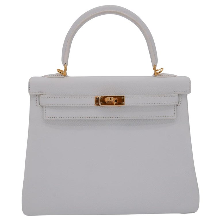 Hermes 25cm Kelly Retourne WeiB Epsom Leder Gold Hardware