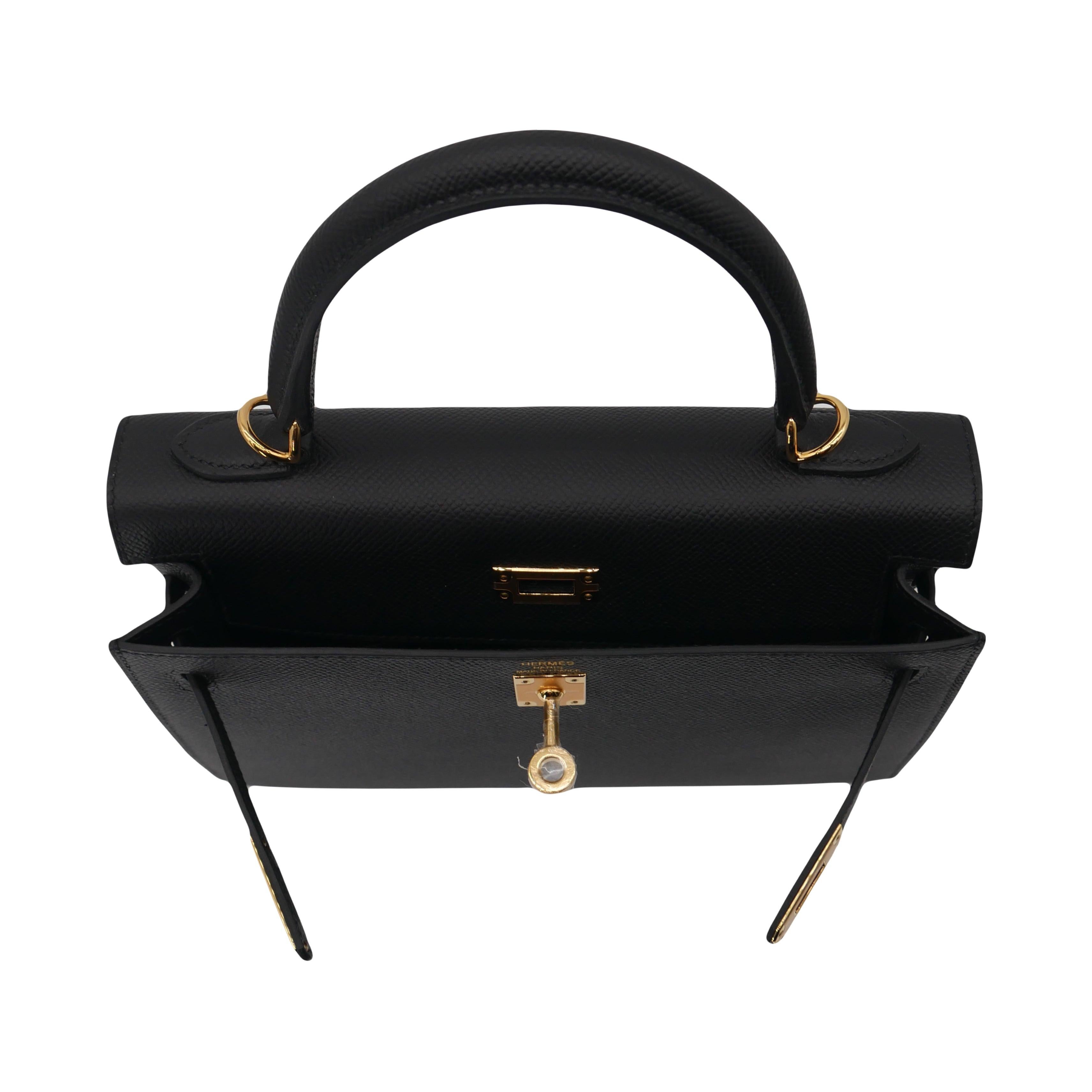 Hermès 25cm Kelly Sellier Black Epsom Leather Gold Hardware For Sale 3