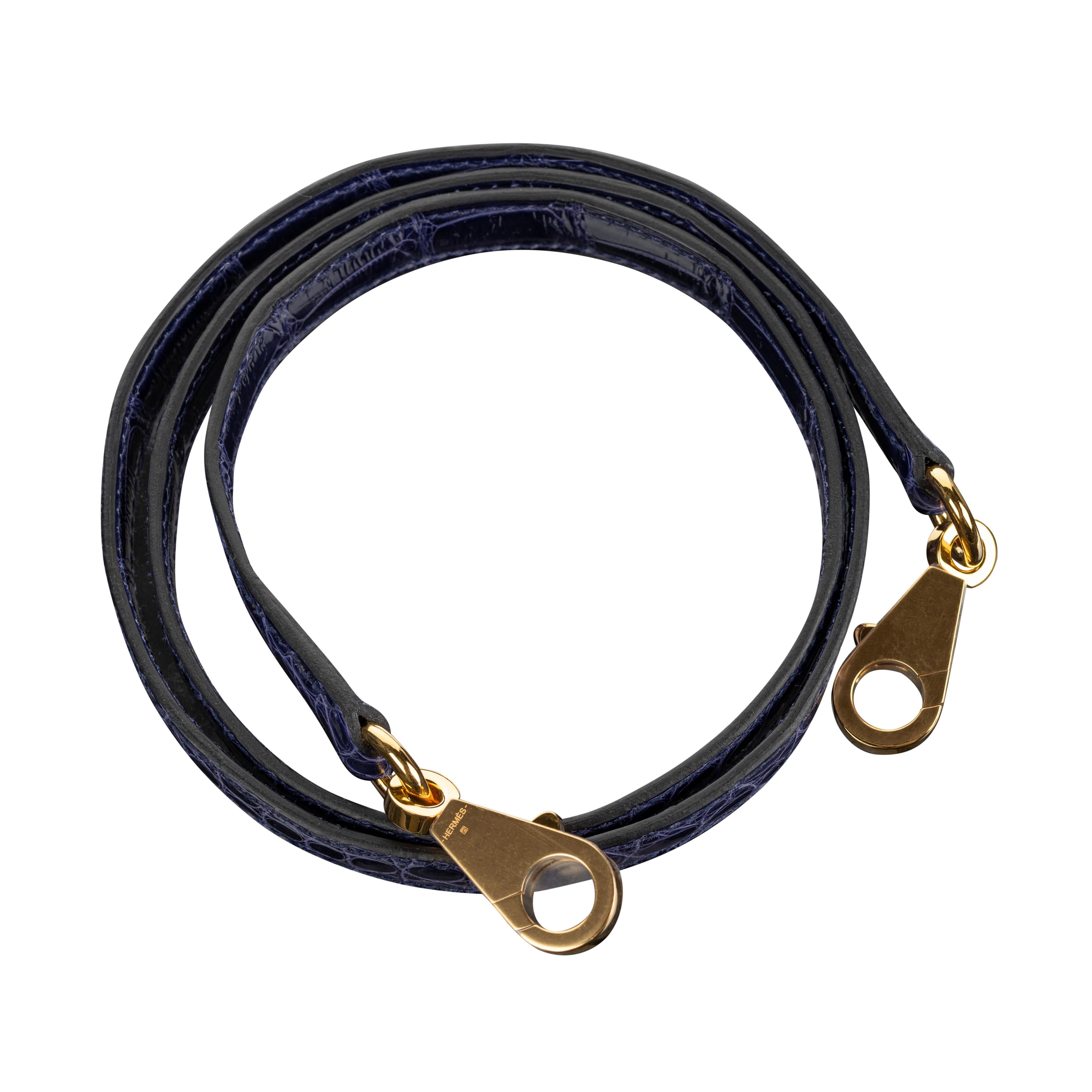 Hermès 25cm Kelly Sellier Bleu Encre Shiny Alligator Gold Hardware 2021 8