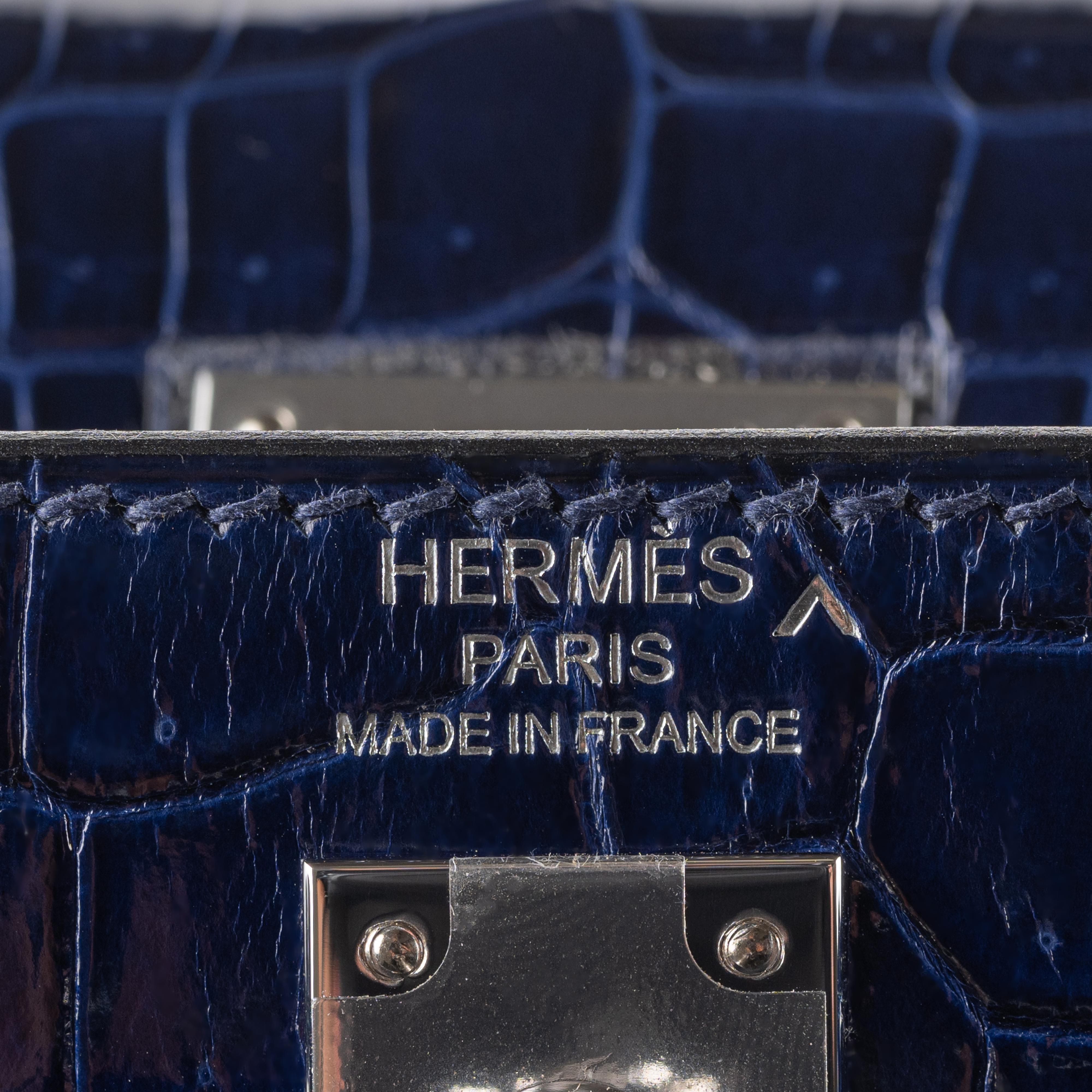 Hermès 25cm Kelly Sellier Bleu Indigo Shiny Nilo Diamond Hardware 2021 3