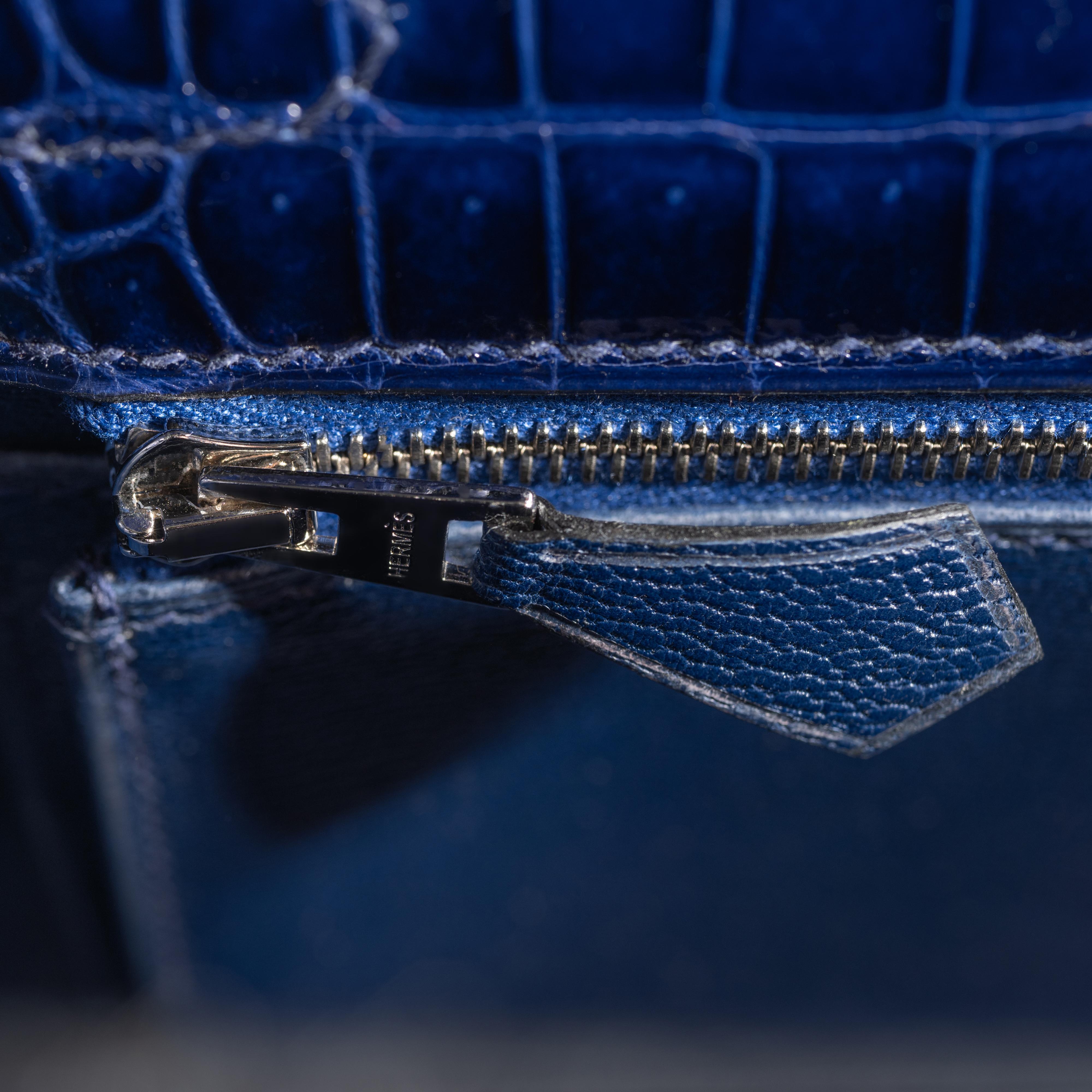Hermès 25cm Kelly Sellier Bleu Indigo Shiny Nilo Diamond Hardware 2021 5