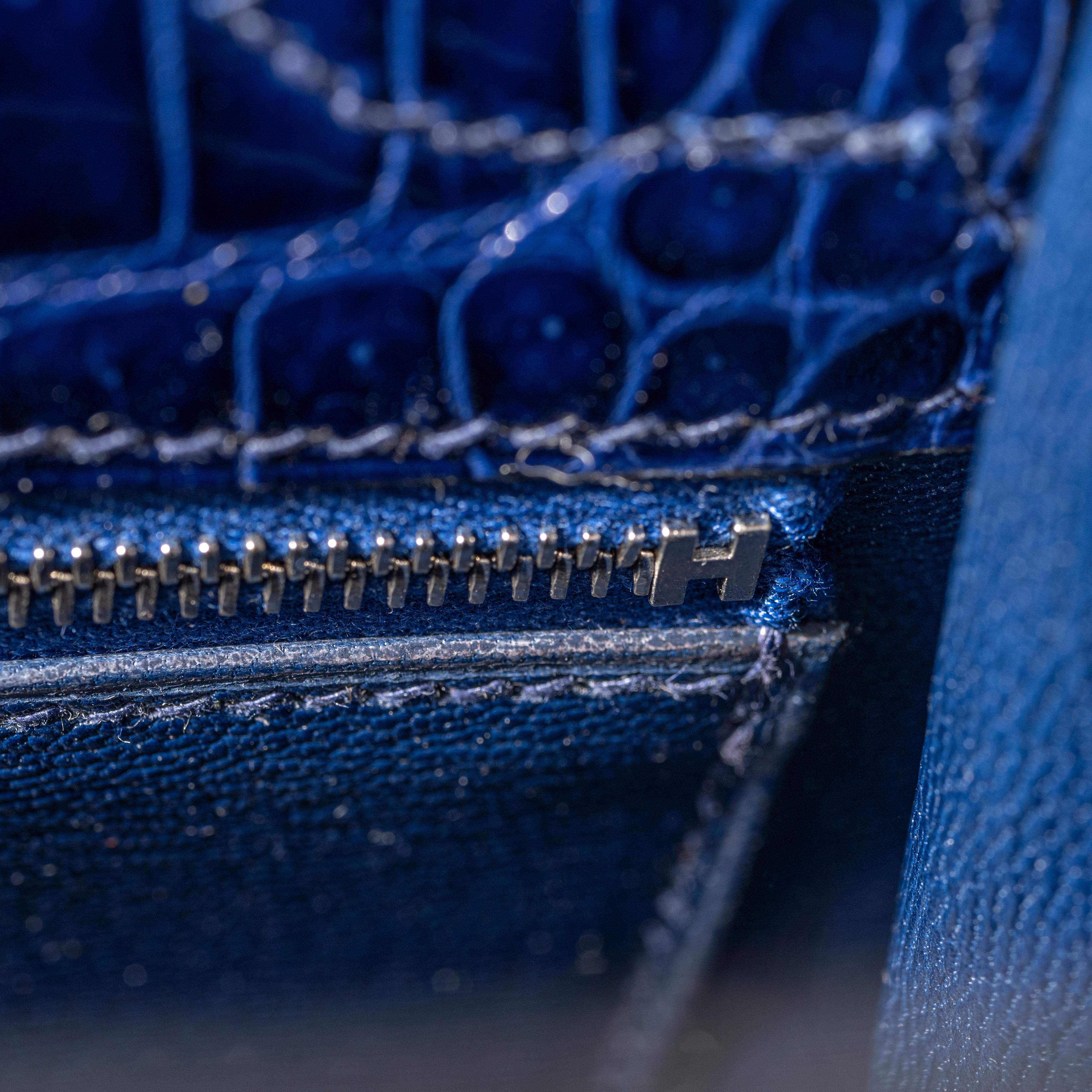 Hermès 25cm Kelly Sellier Bleu Indigo Shiny Nilo Diamond Hardware 2021 6