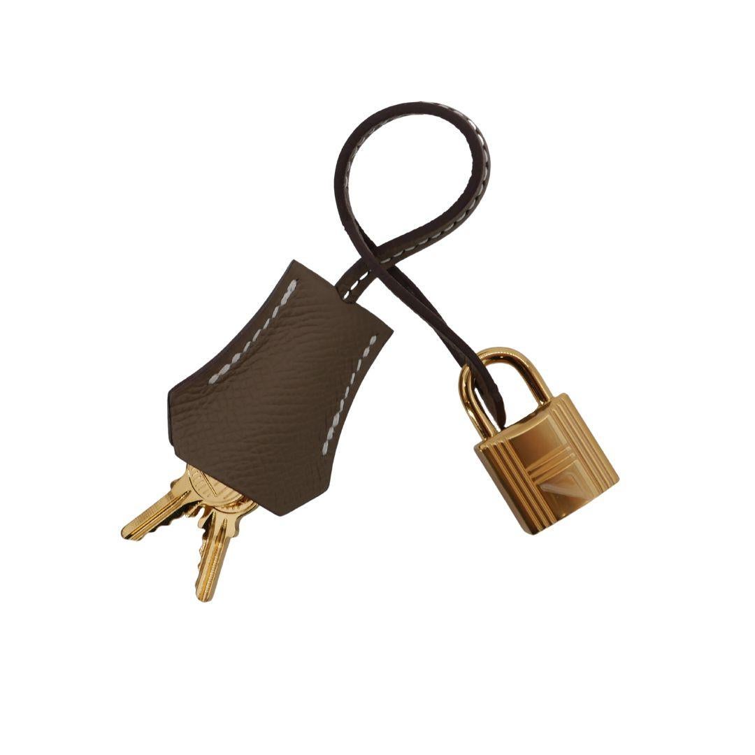 Hermès 25cm Kelly Sellier Etoupe Epsom Leather Gold Hardware For Sale 1