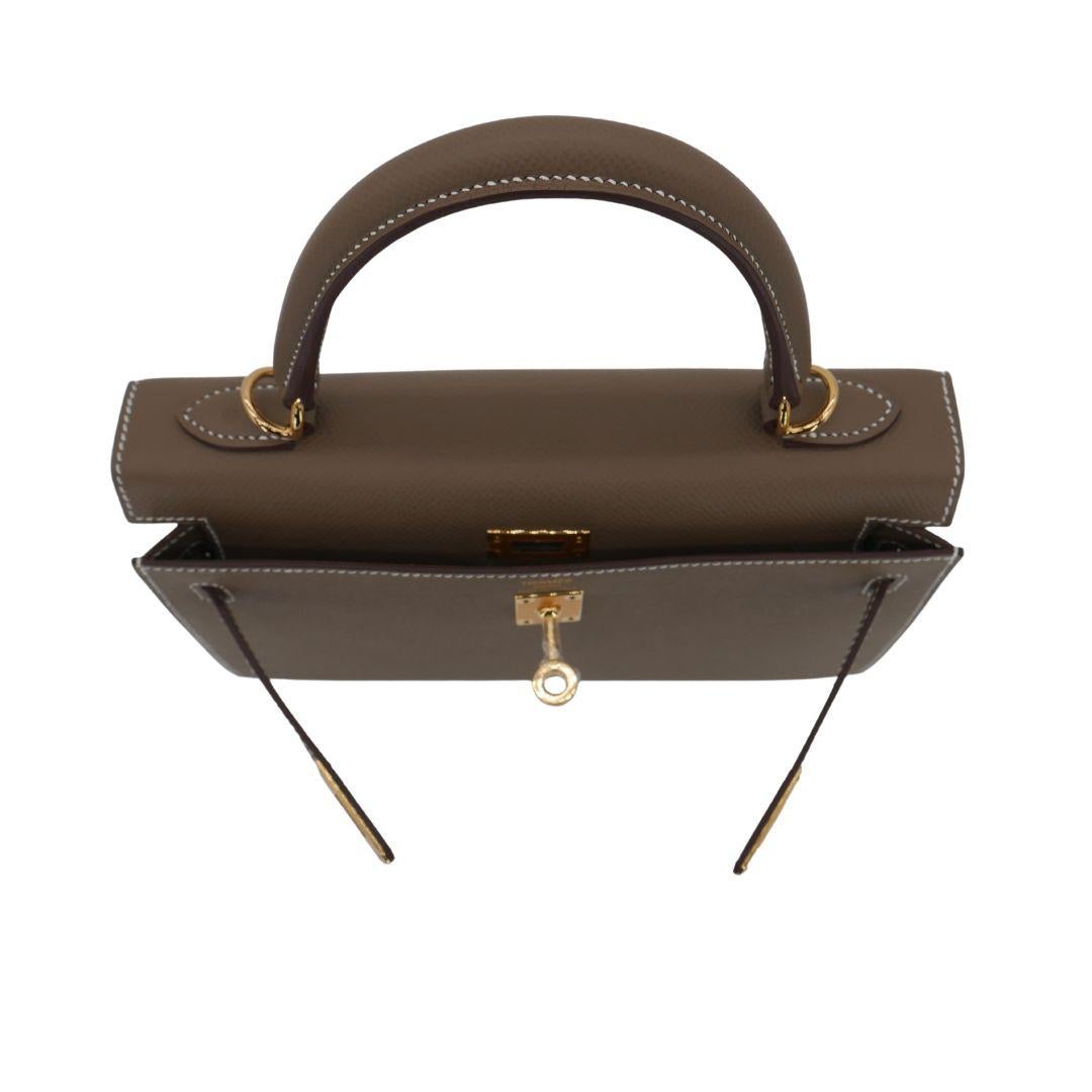 Hermès 25cm Kelly Sellier Etoupe Epsom Leather Gold Hardware For Sale 2