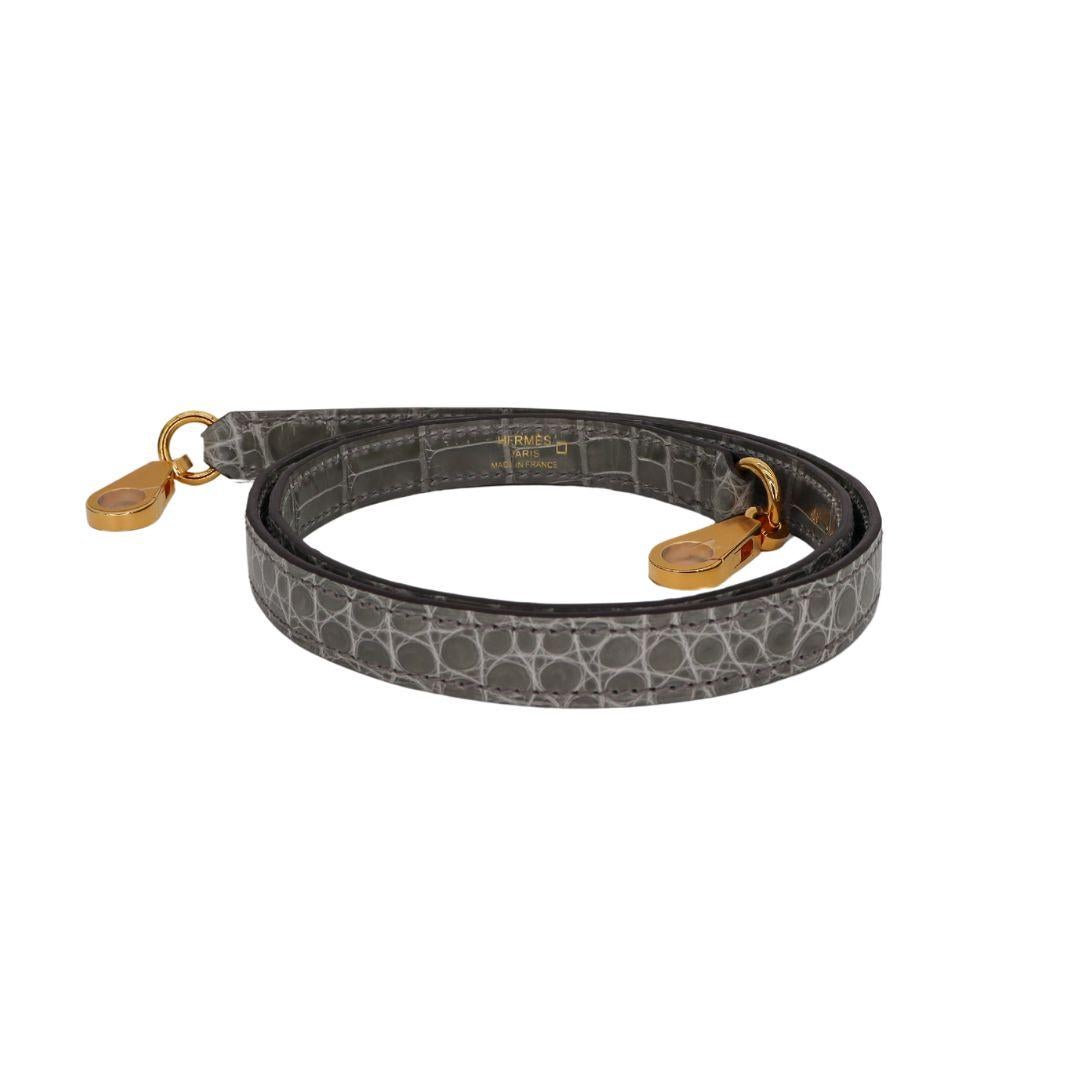 Hermès 25cm Kelly Sellier Gris Cement Shiny Alligator Gold Hardware 4