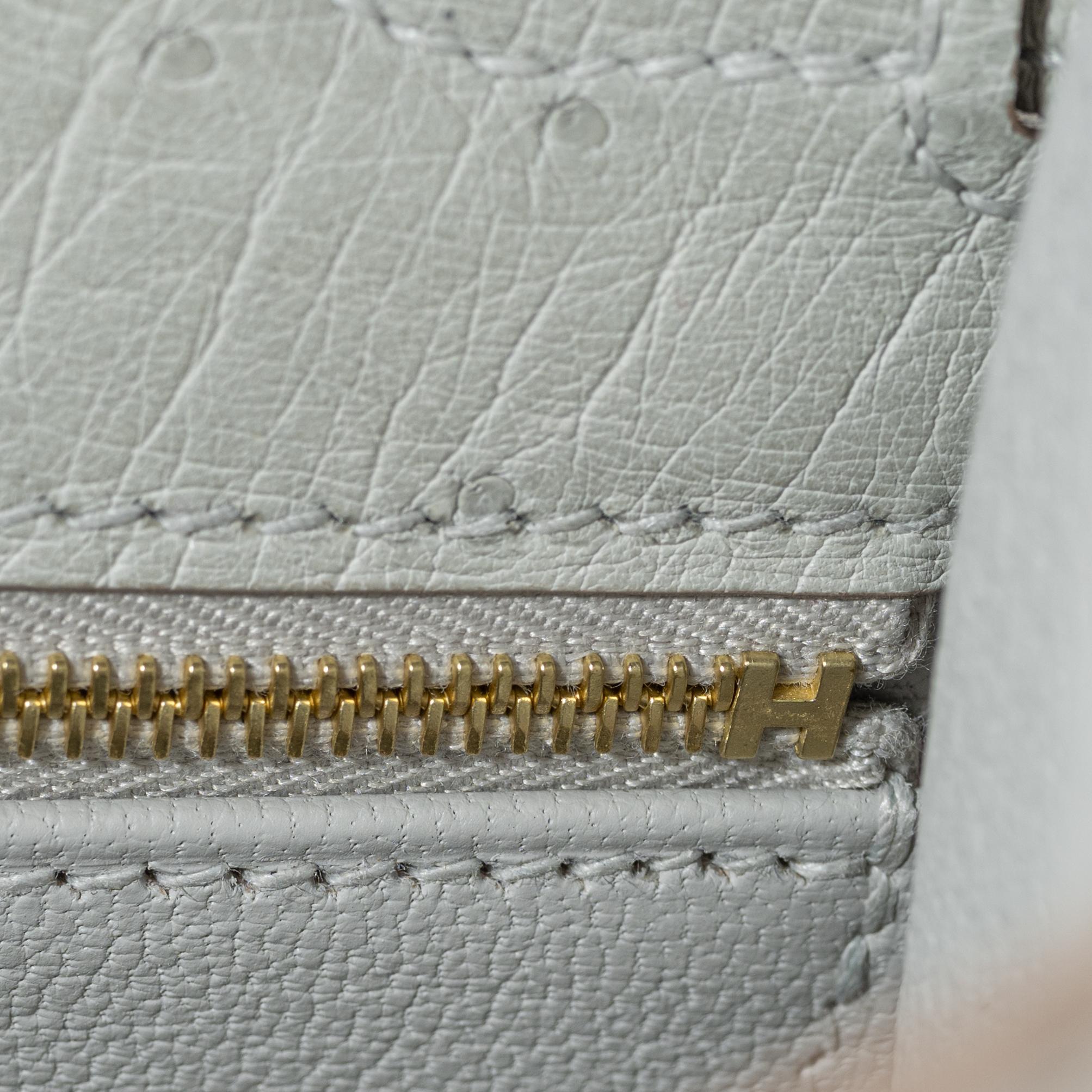 Hermès 25cm Kelly Sellier Gris Perle Ostrich Gold Hardware 2022 8