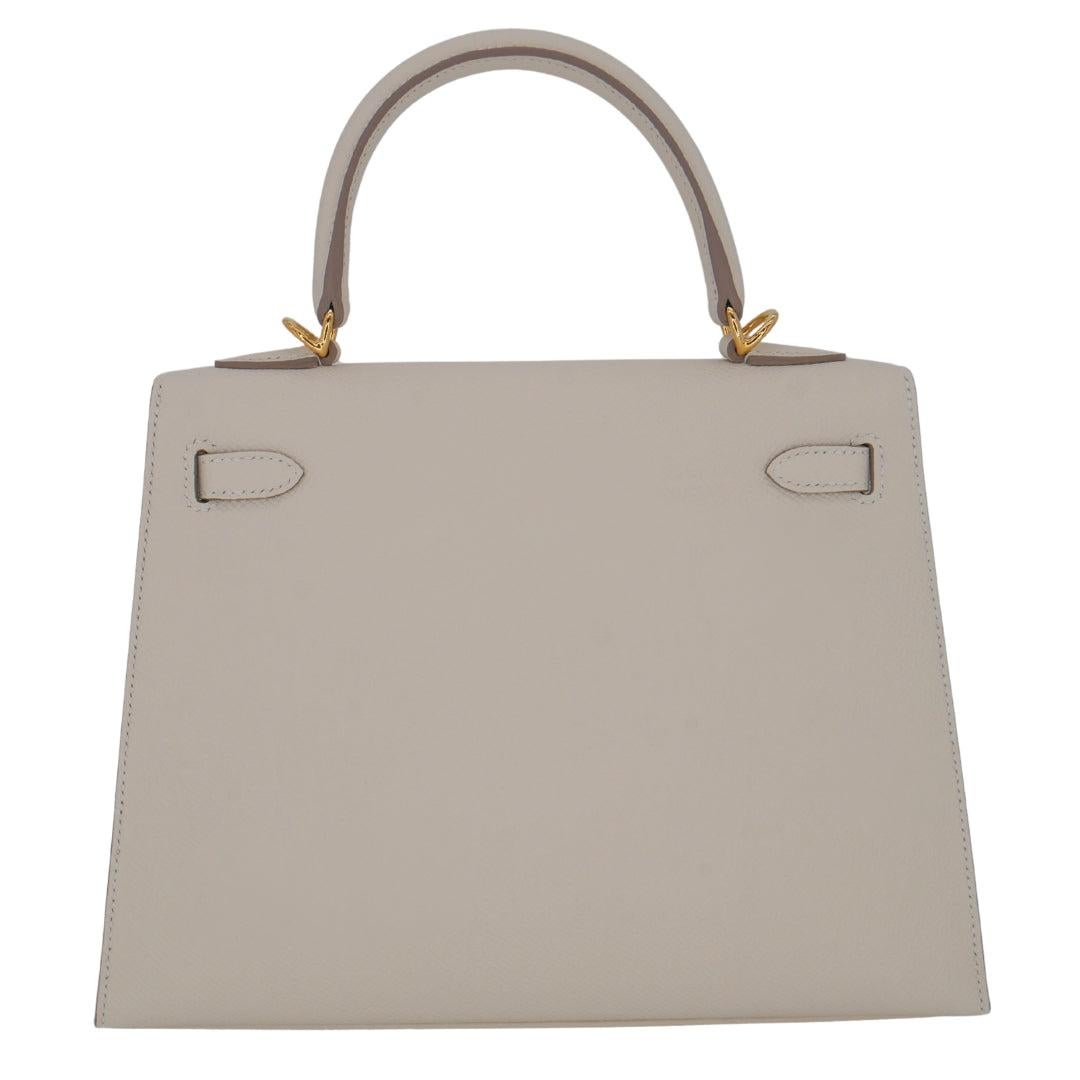 Brown Hermès 25cm Kelly Sellier HSS Craie Epsom Leather Gold Hardware