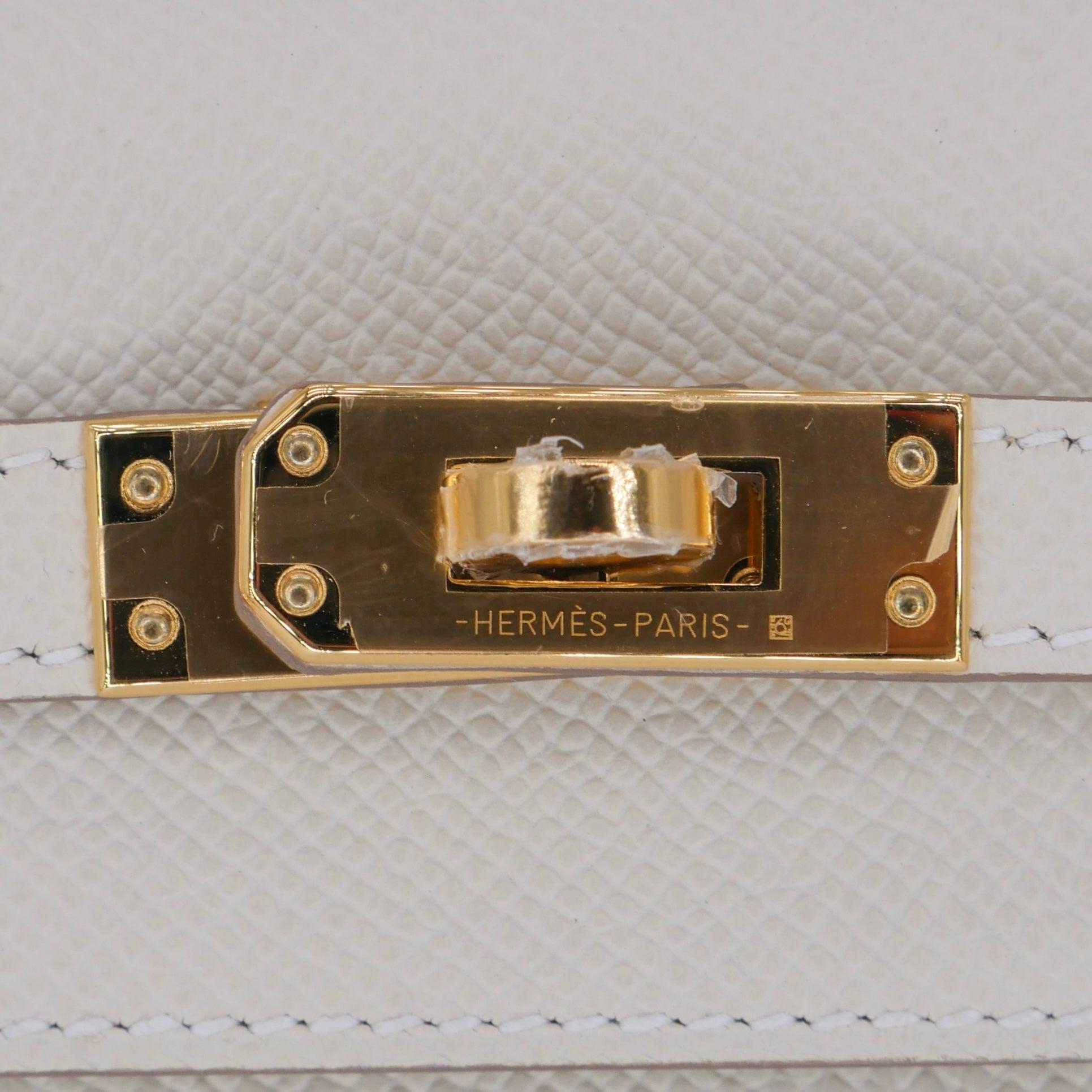 Women's Hermès 25cm Kelly Sellier HSS Craie Epsom Leather Gold Hardware