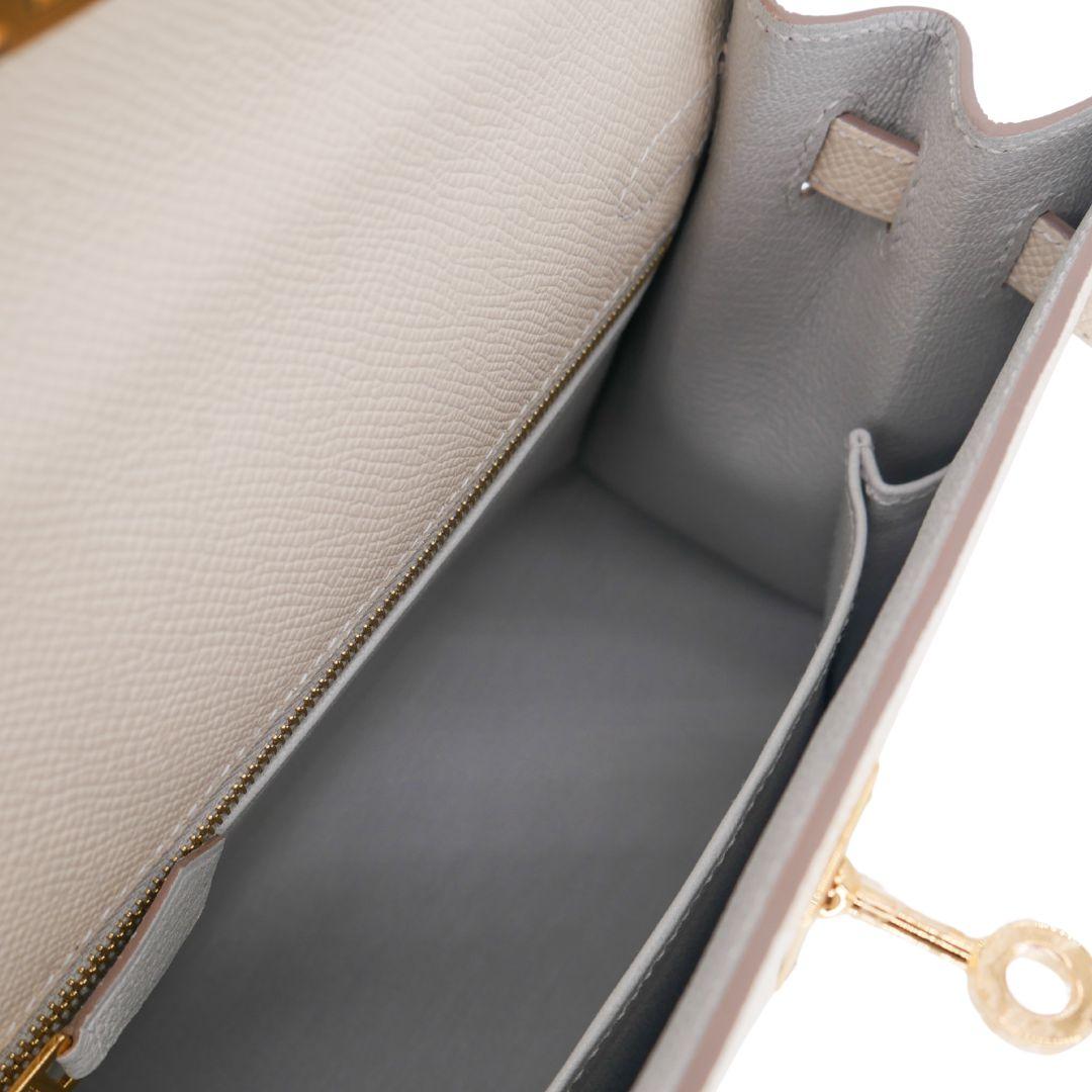 Hermès 25cm Kelly Sellier HSS Craie Epsom Leather Gold Hardware For Sale 4
