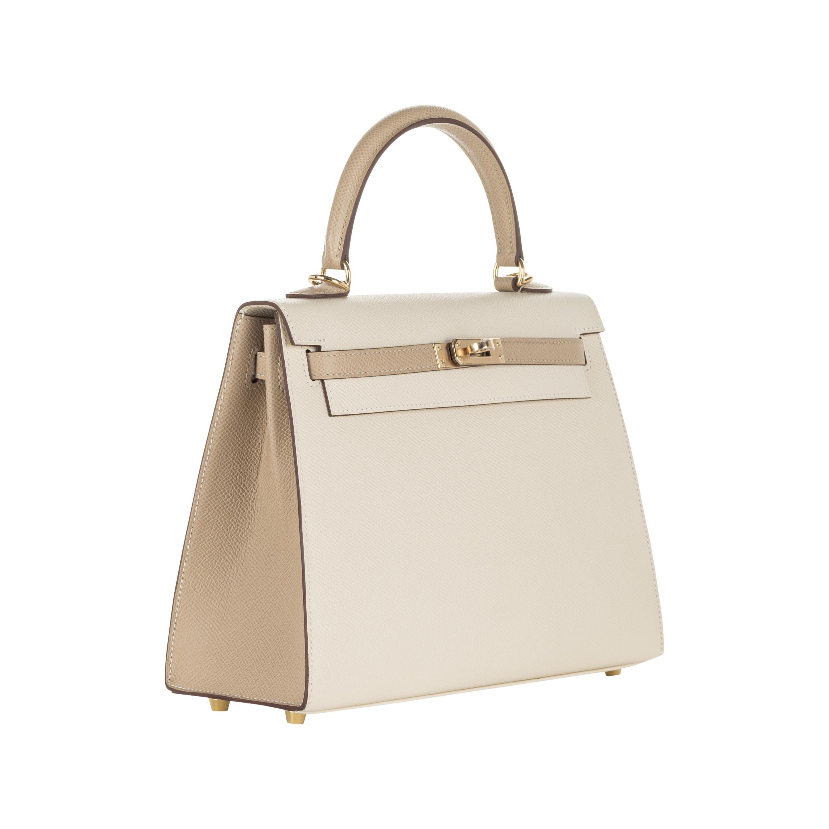 Hermès 25cm Kelly Sellier HSS Craie/Graben Epsom Permabrass Hardware (Z/2022)