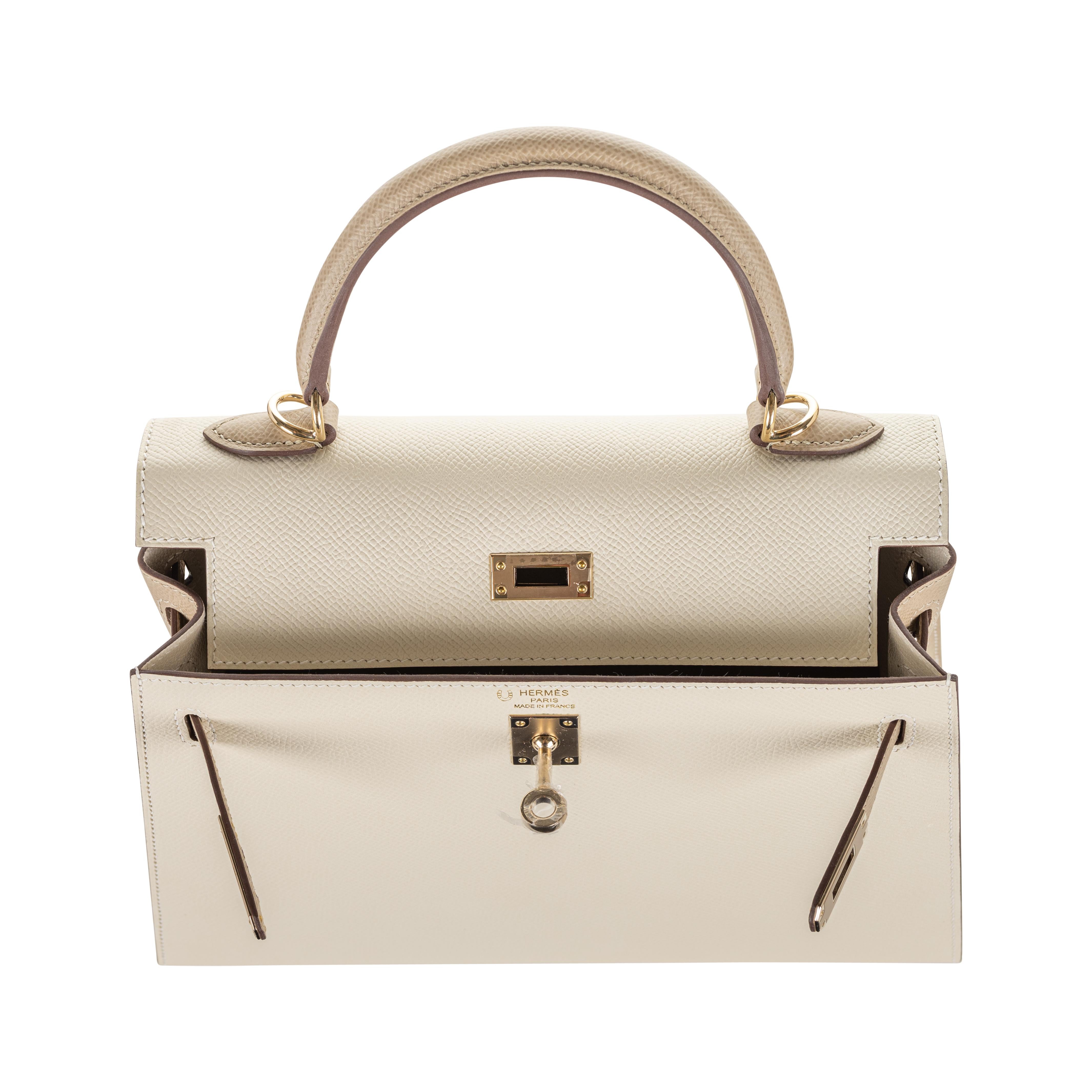 Hermès 25cm Kelly Sellier HSS Craie/Graben Epsom Permabrass Hardware 2022 15
