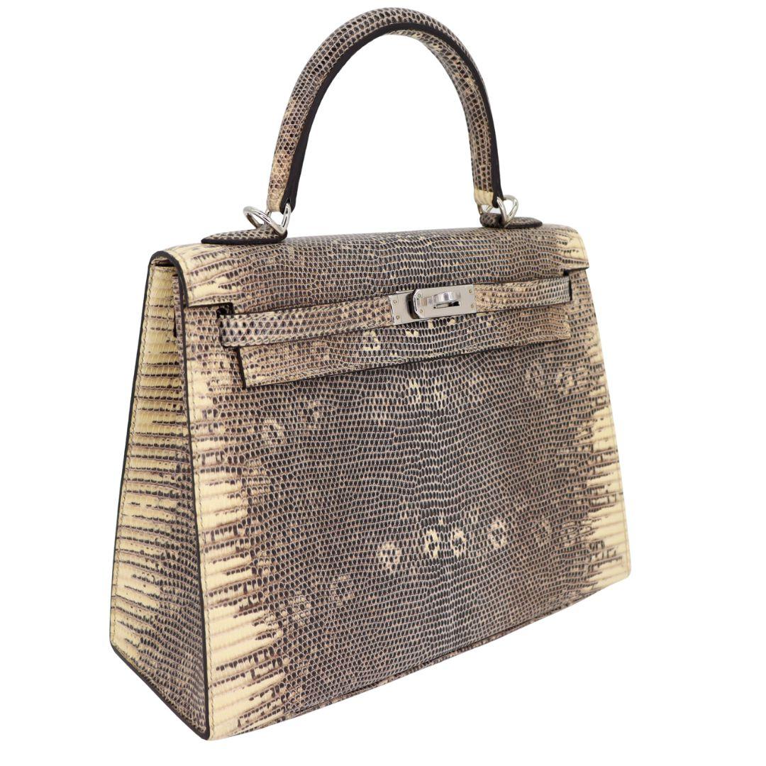 Brand: Hermès
Style: Kelly Sellier
Size: 25cm
Color: Ombre
Material: Lizard
Hardware: Palladium Hardware (PHW)
Dimensions: 9.8