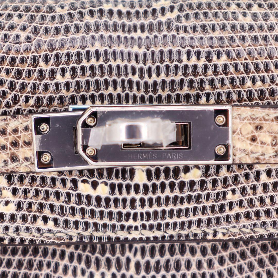 Hermès 25cm Kelly Sellier Ombre Lizard Palladium Hardware en vente 1