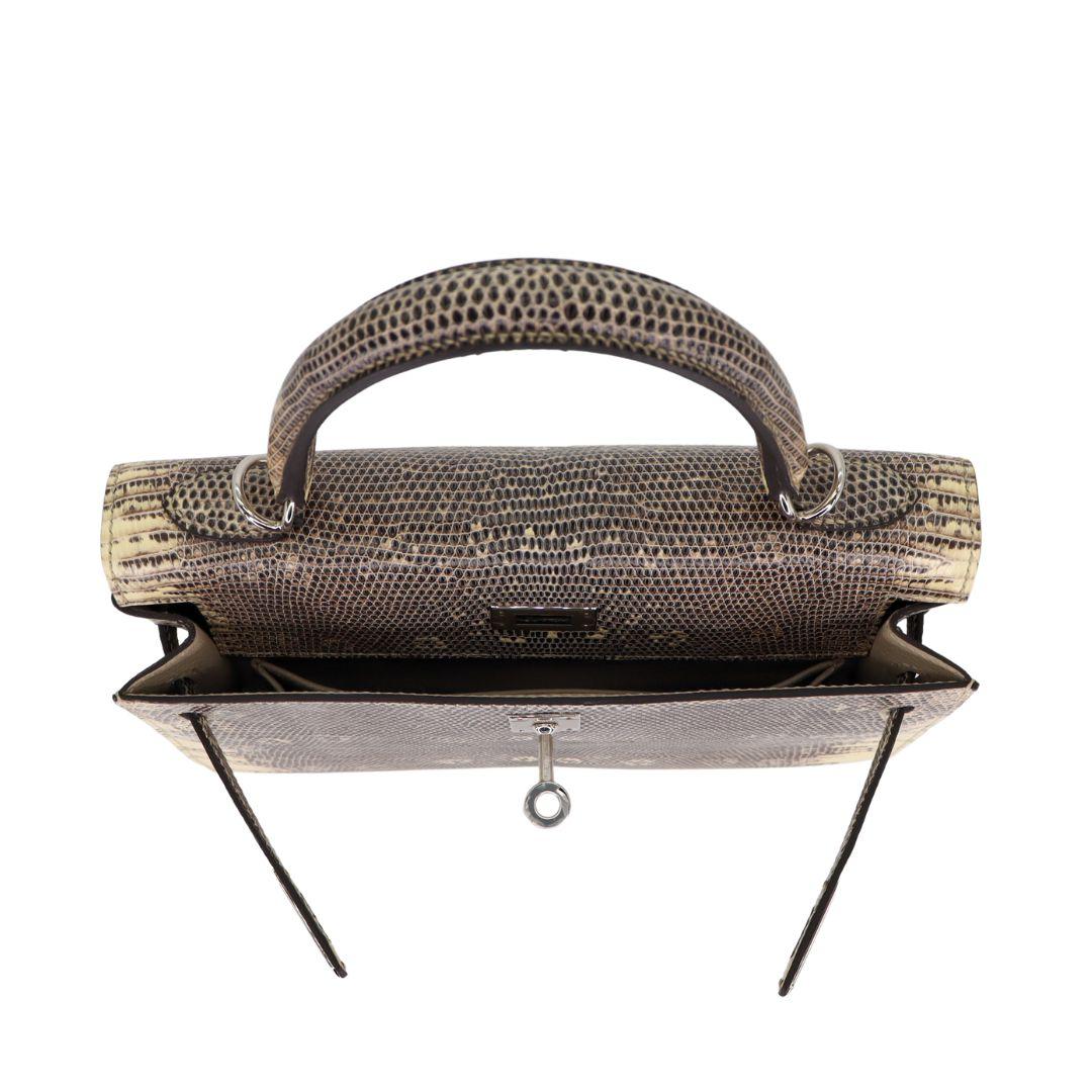 Hermès 25cm Kelly Sellier Ombre Eidechse Palladium Hardware 3