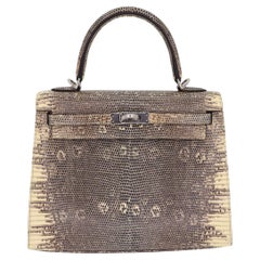 Hermès 25cm Kelly Sellier Ombre Lizard Palladium Hardware