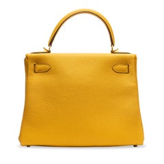 HERMES 25cm KELLY YELLOW TOGO LEATHER  WITH GOLD HARDWARE