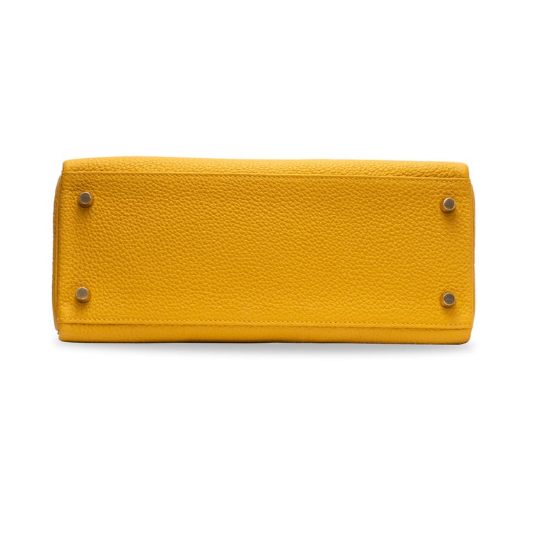 HERMES 25cm KELLY YELLOW TOGO LEATHER WITH GOLD HARDWARE For Sale at ...
