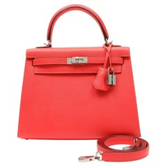 Hermes Kelly 25cm Rose Jaipur Madame Sellier Epsom Leather w PH