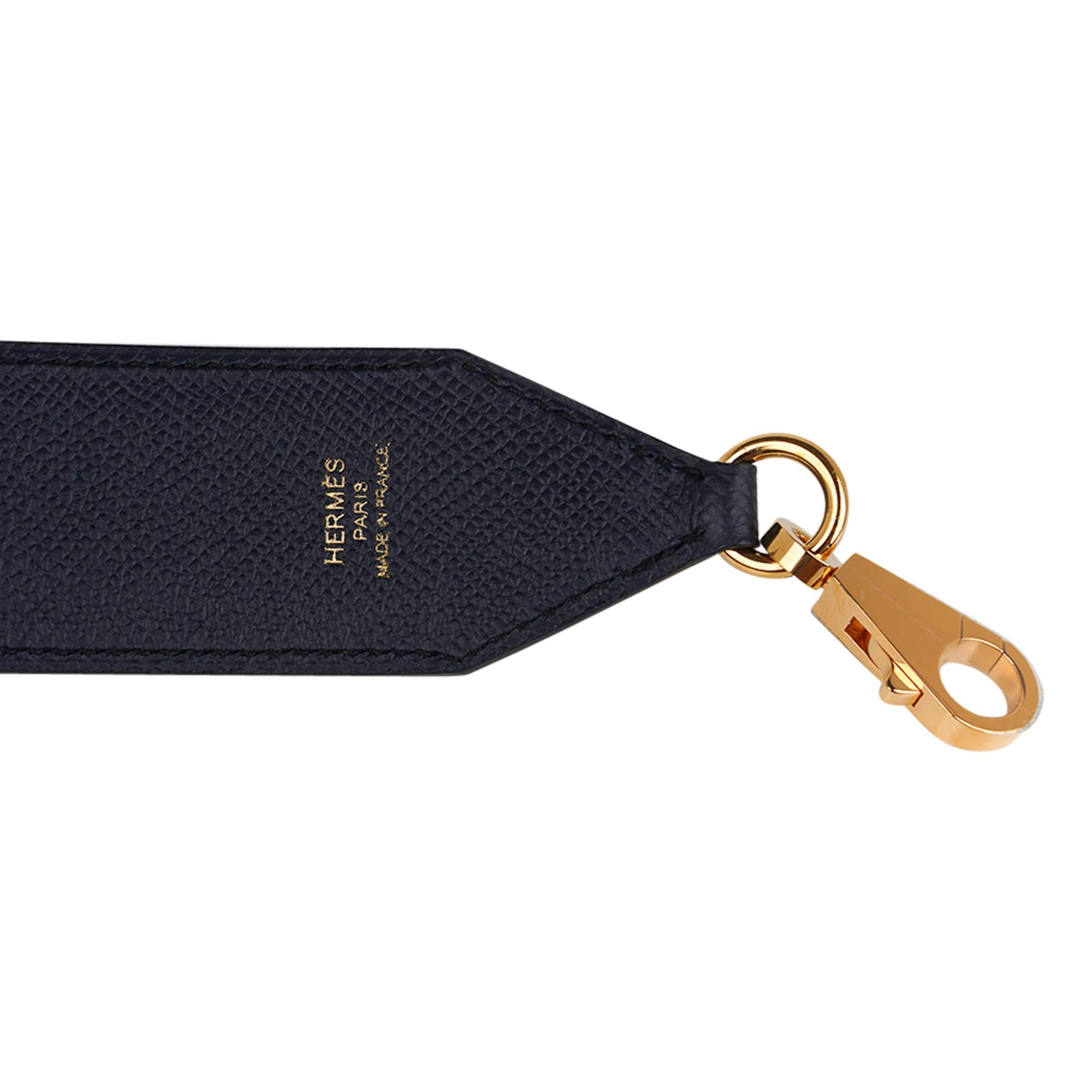 Women's Hermes 25MM Tressage Bag Strap Bleu Indigo/Rose Extreme/Lime Epsom Gold Hardware For Sale