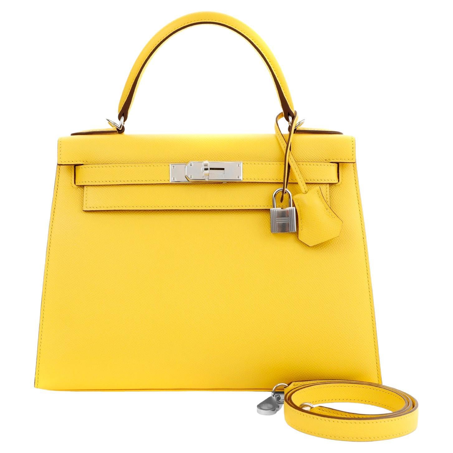 Hermès 28 cm Jaune de Naples Yellow Epsom Kelly Sellier For Sale