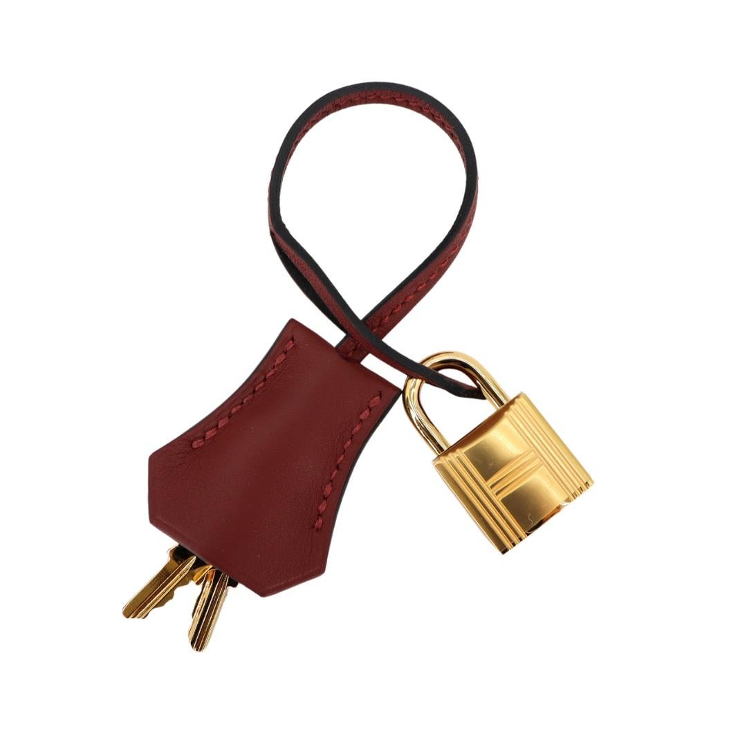 Hermès 28cm Kelly Lakis Rouge H Swift Leather Gold Hardware For Sale 1
