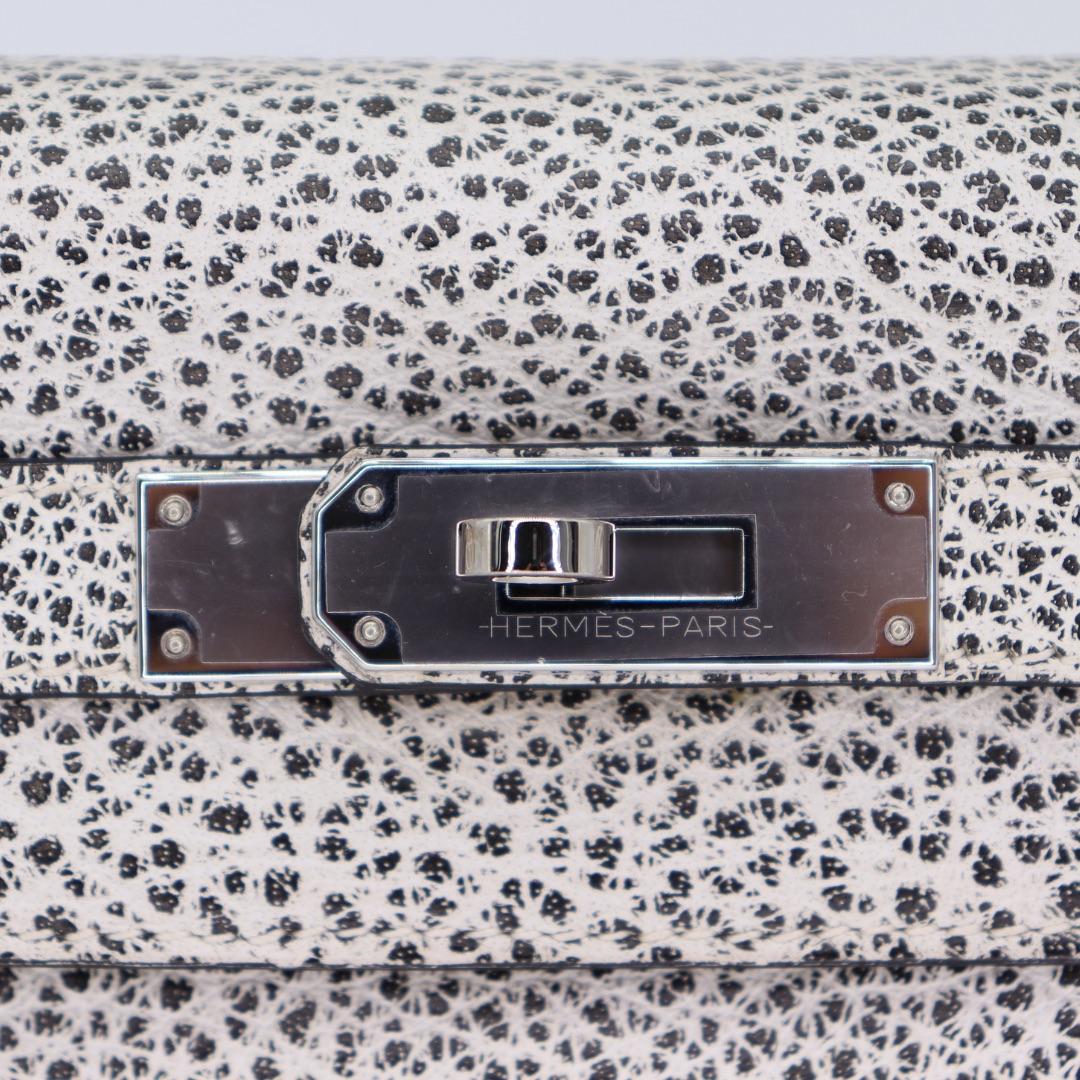 Hermès 28cm Kelly Retourne Dalmatian Buffalo Leather Palladium Hardware For Sale 1