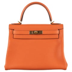 Hermès 28cm Kelly Retourne Feu Clemence Gold Hardware 2020