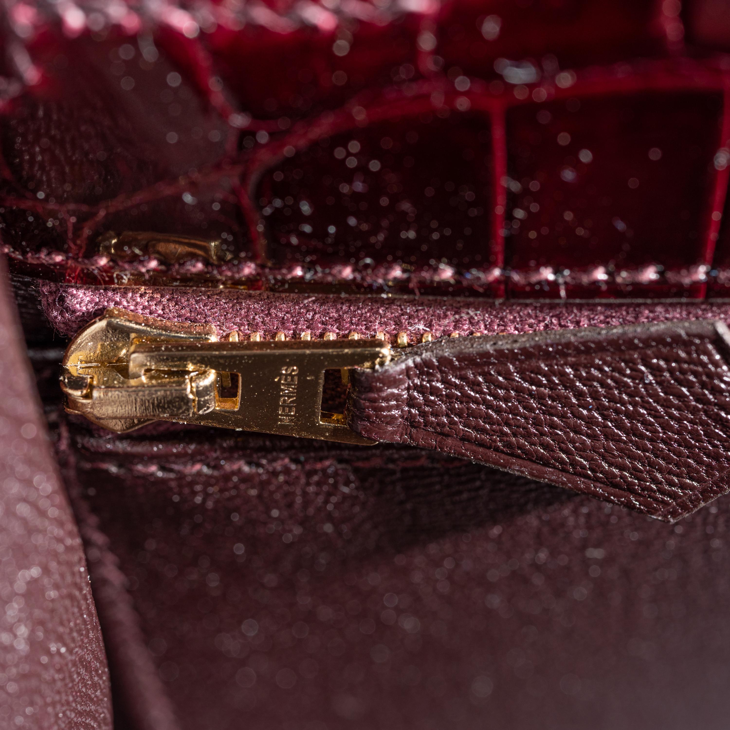 Hermès 28cm Kelly Sellier Bordeaux Shiny Nilo Gold Hardware 2022 9