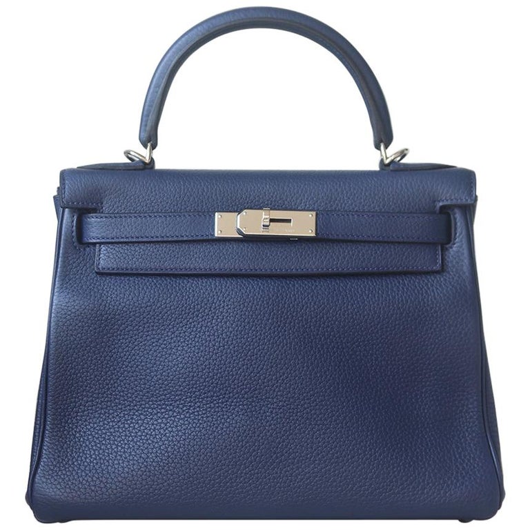 Hermès 28cm Togo Palladium H/W Kelly Retourne Bag at 1stDibs
