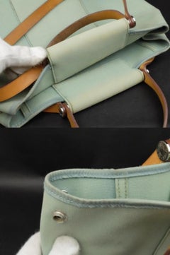 Hermès 2way Cabas 228082 Icegreen Coated Canvas Tote