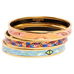 Hermès 3 Bracelet Fin Email Imprime 65 Printed Enamel Narrow Bangle x 3 Hermes