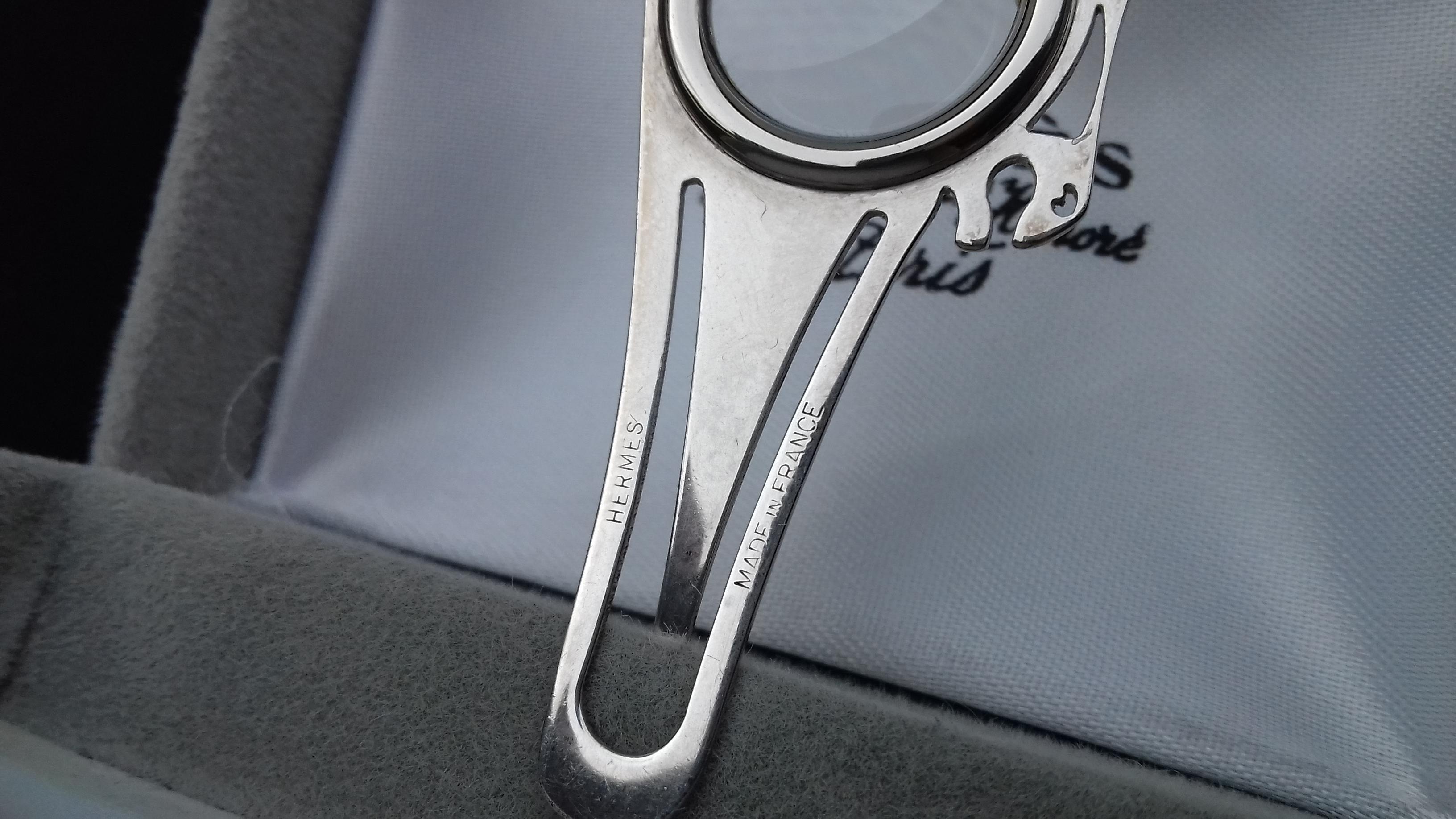 Hermès 3 Funktionen Büroklammer Lupe Lesezeichen Pferd Muster Metall für Damen oder Herren