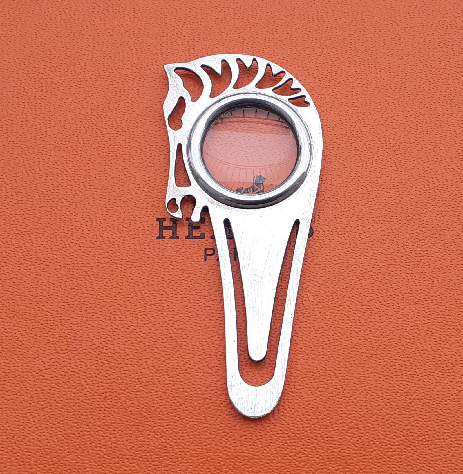 Hermès 3 functions Paperclip Magnifying Glass Bookmark Horse Shaped For Sale 1