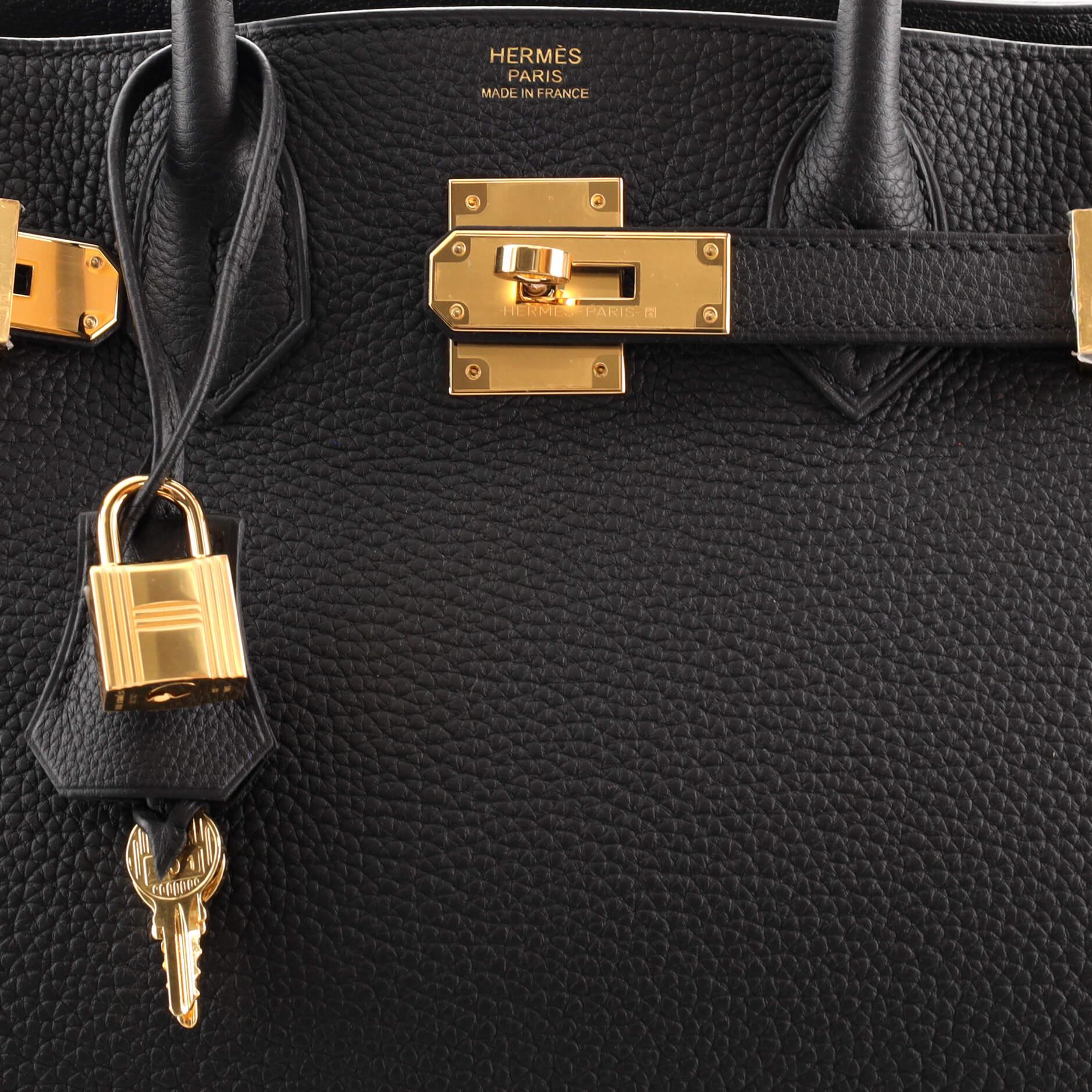 Women's Hermes 3-in-1 Birkin Handbag Black Togo and Swift with Toile and Gold Hardware