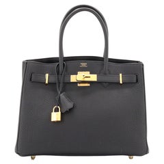 Hermes 3-in-1 Birkin Handbag Black Togo and Swift with Toile and Gold Hardware