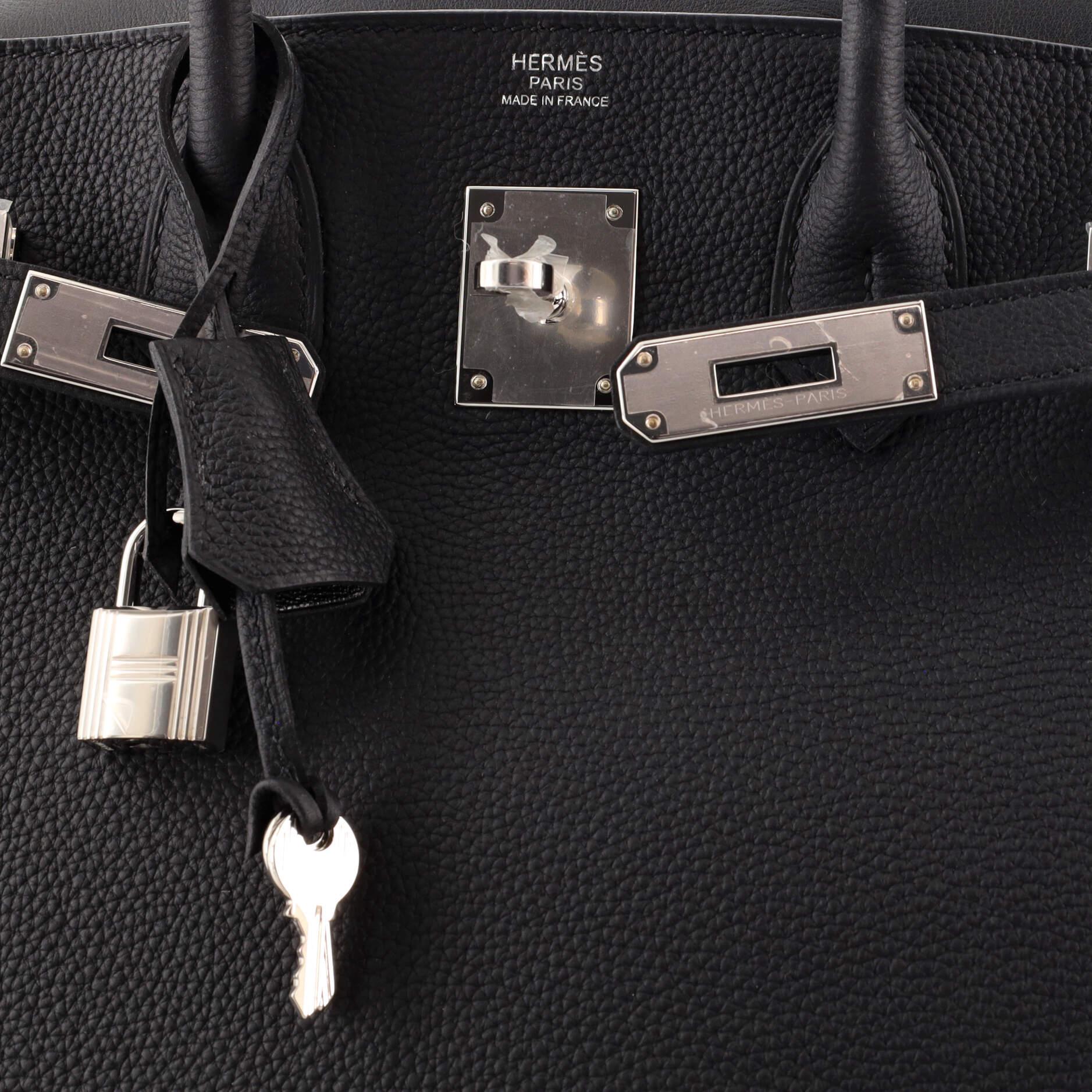Women's or Men's Hermes 3-in-1 Birkin Handbag Black Togo and Swift with Toile and Palladiu