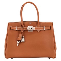 Hermes 3-in-1 Birkin Handbag Brown Togo and Swift with Toile and Palladium 30