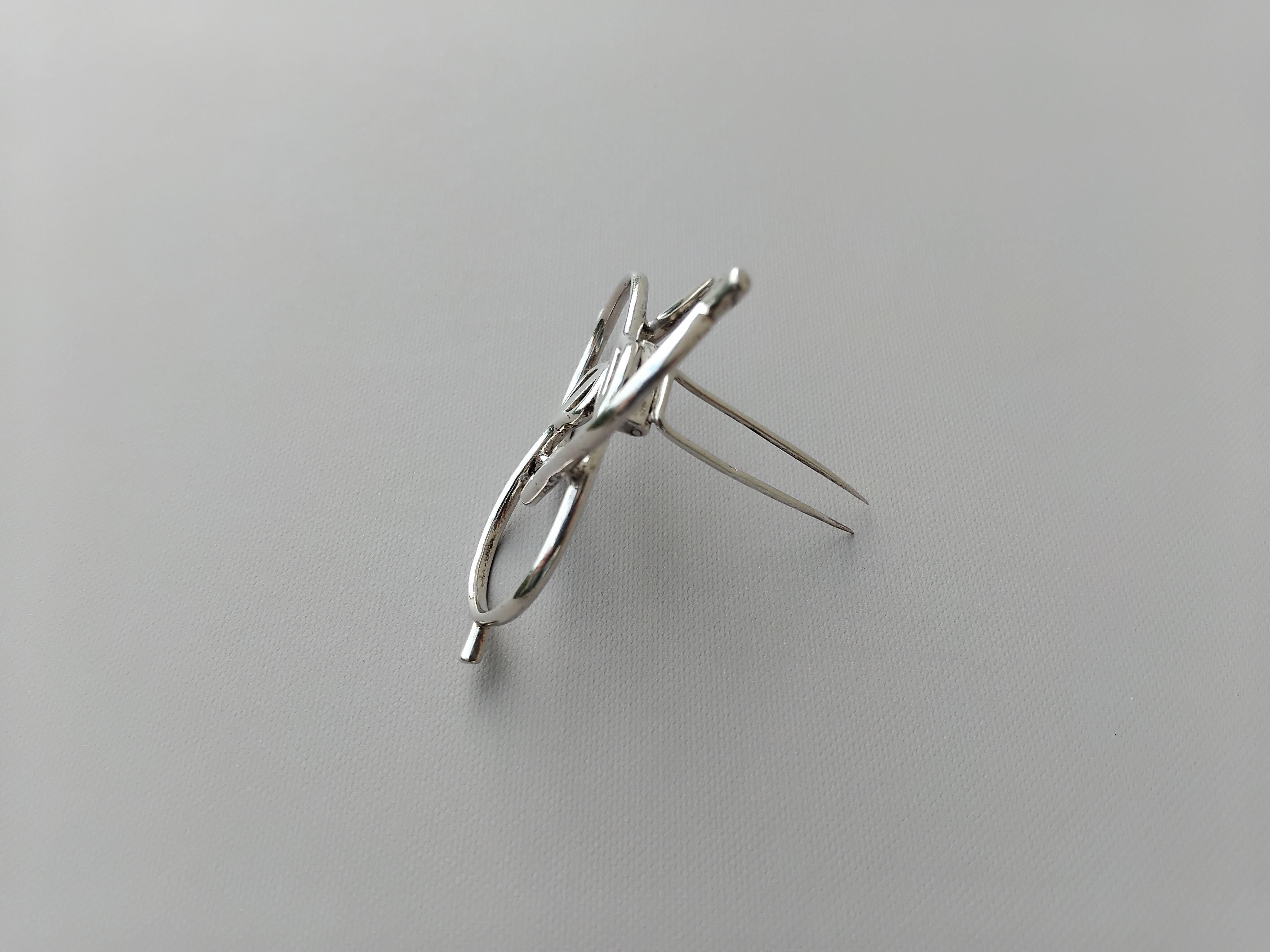 Hermès 3 Spurs Shaped Silver Brooch Lapel Pin Texas Horse Equestrian For Sale 4