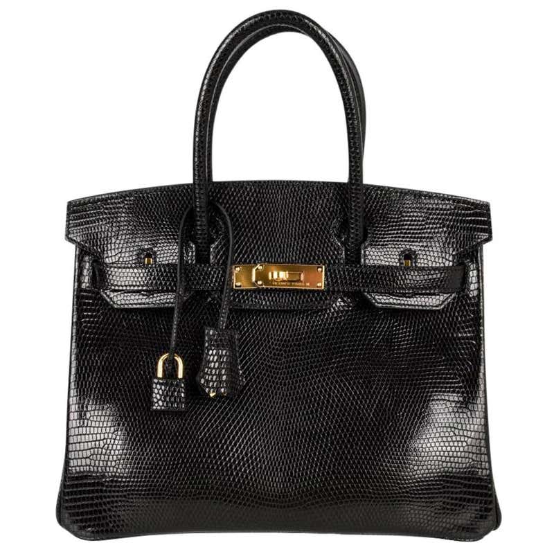 Hermes 30 Birkin Bag Black Lizard Gold Hardware RARE at 1stDibs ...