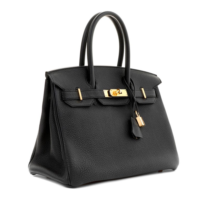 Hermès 30 cm Black Togo Birkin Bag with Gold Hardware For Sale at