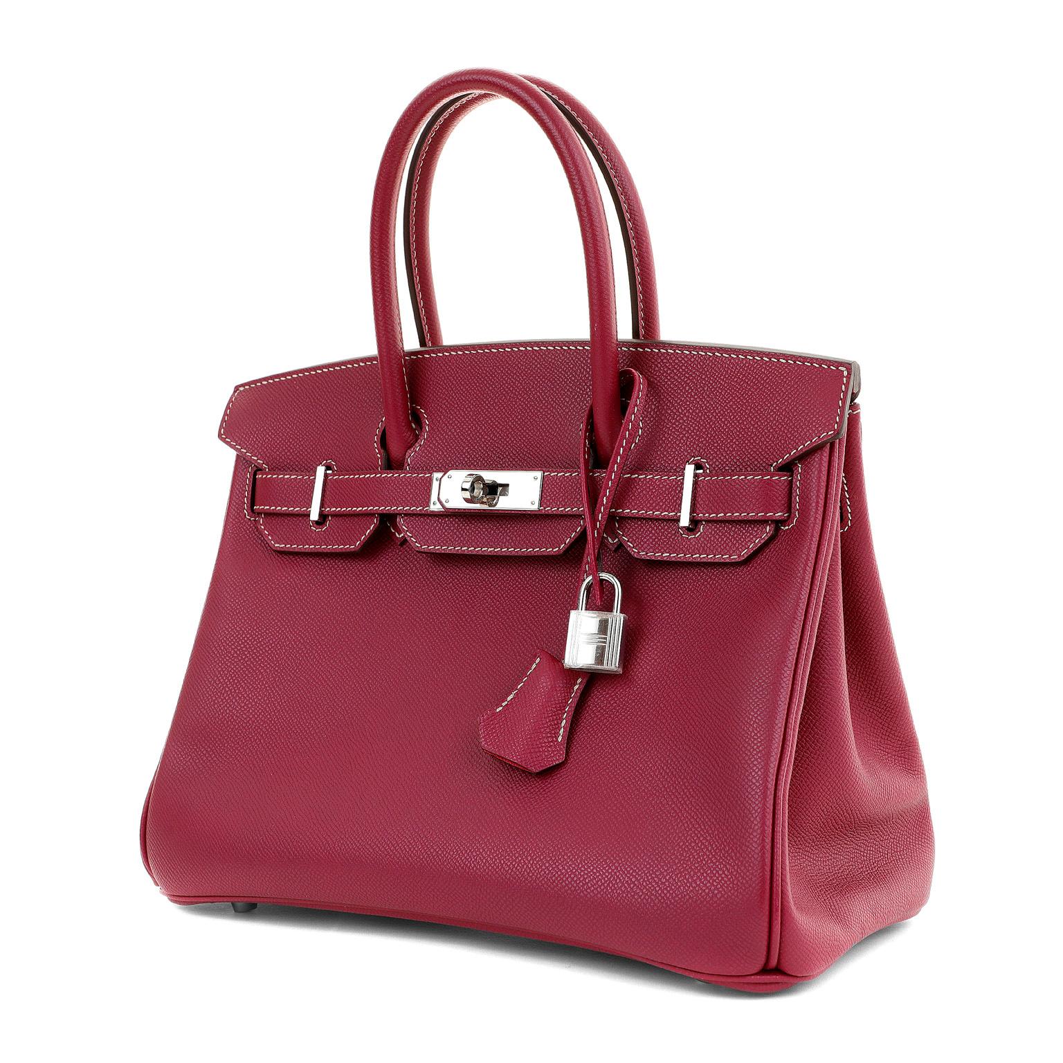 Hermès 30 cm Framboise Rose Candy Collection Epsom Birkin avec Palladium Pour femmes en vente