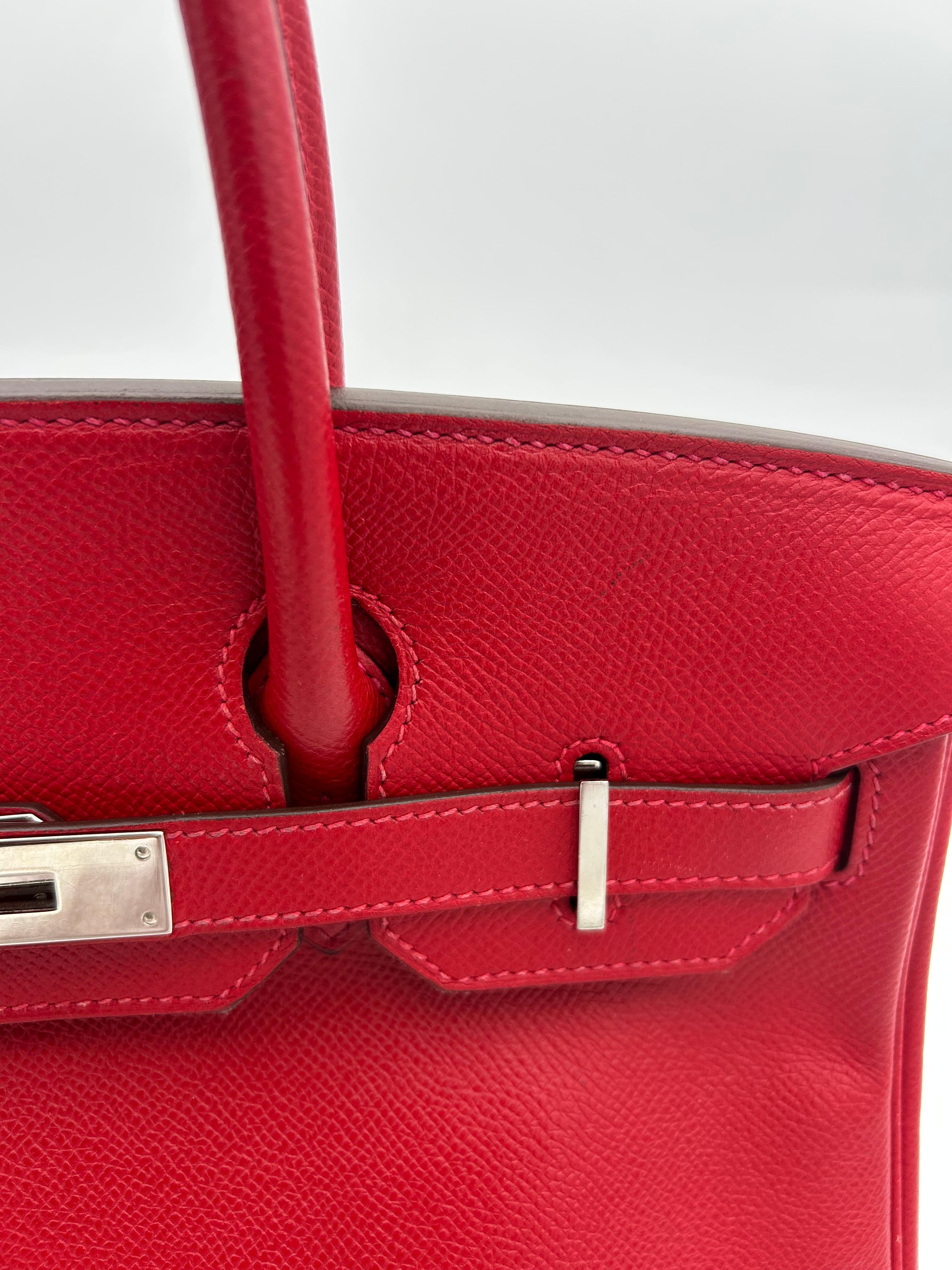 Hermès 30 Rouge Garance Epsom Leather Birkin 2015 For Sale 5