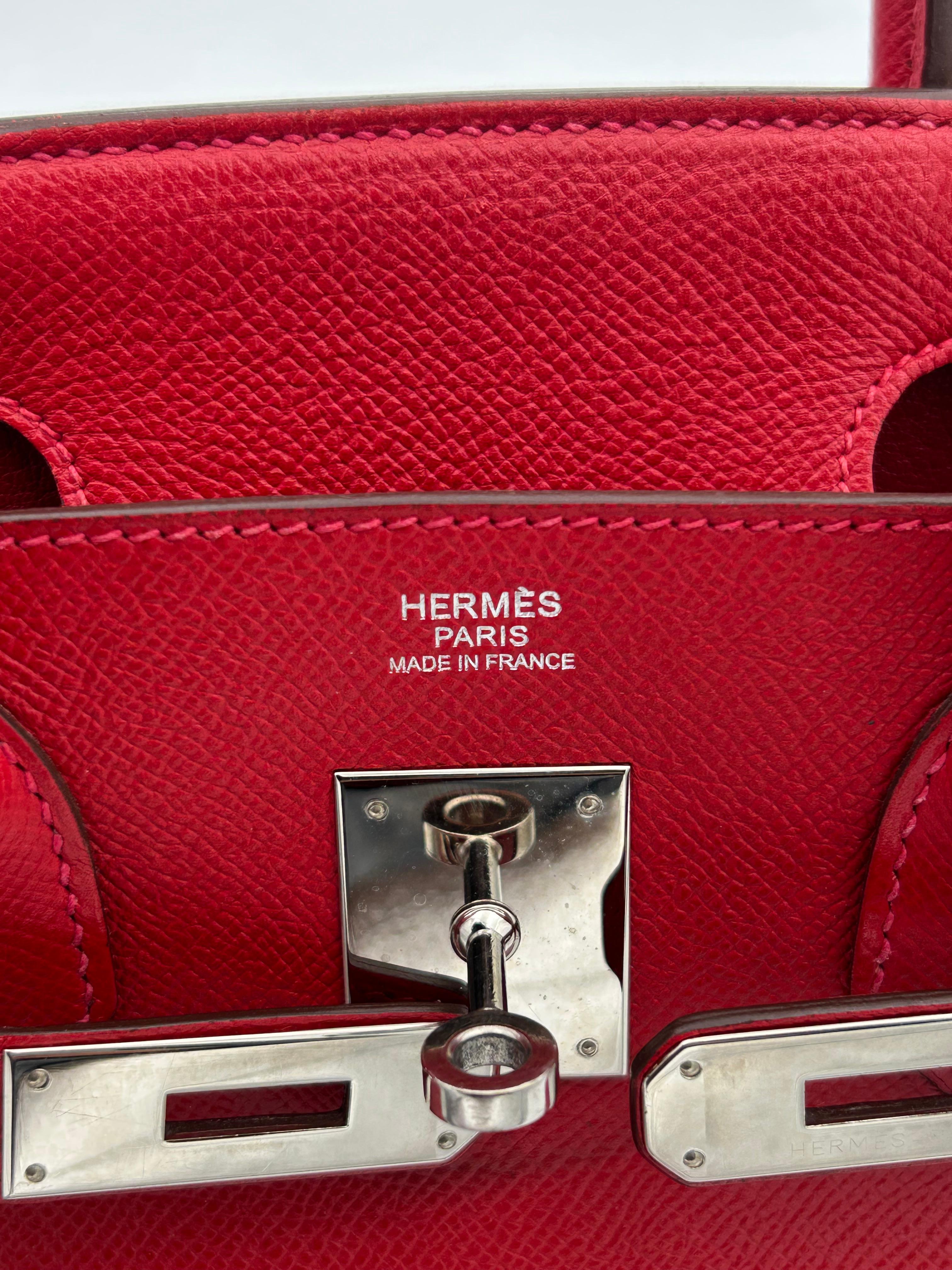 Hermès 30 Rouge Garance Epsom Leather Birkin 2015 For Sale 12